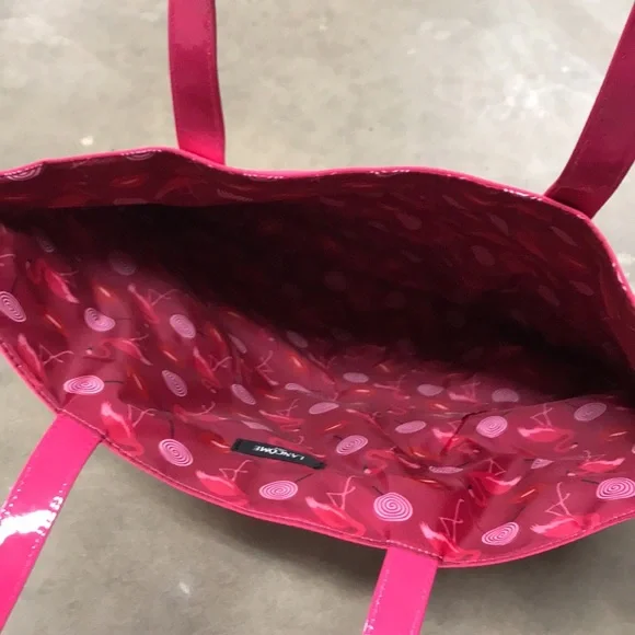 Lancôme bag.  Pink and orange.  New.  Great for travel, or the pool, etc - Picture 3 of 6